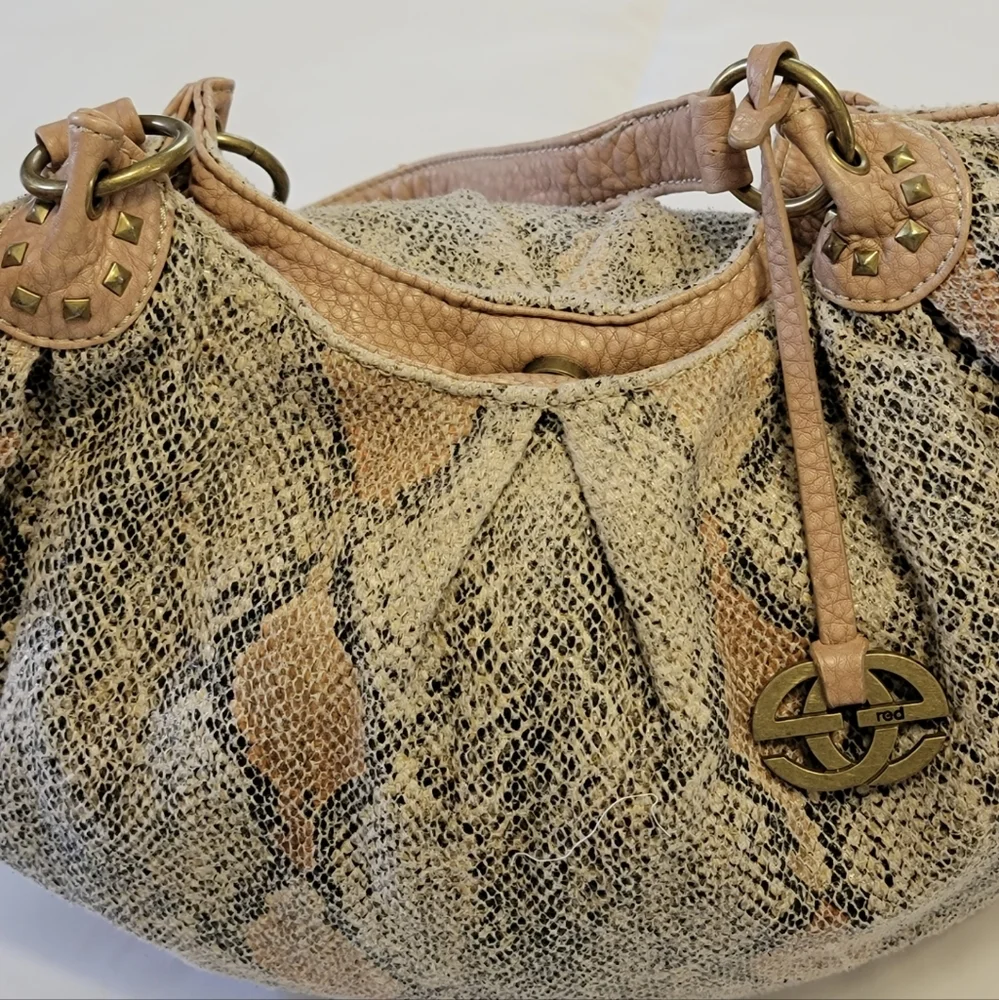 Red by Marc ecko faux snake and leather  Hobo Purse bag neutral Color 12x12
